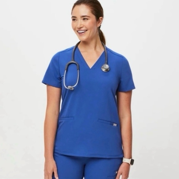 Figs Casma Scrub Top 3-Pocket Royal Blue Size Medium - Picture 5 of 9